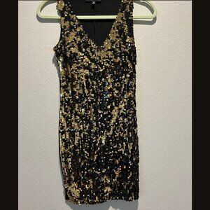 Impulsive Black & Gold Sequin Cocktail Dress